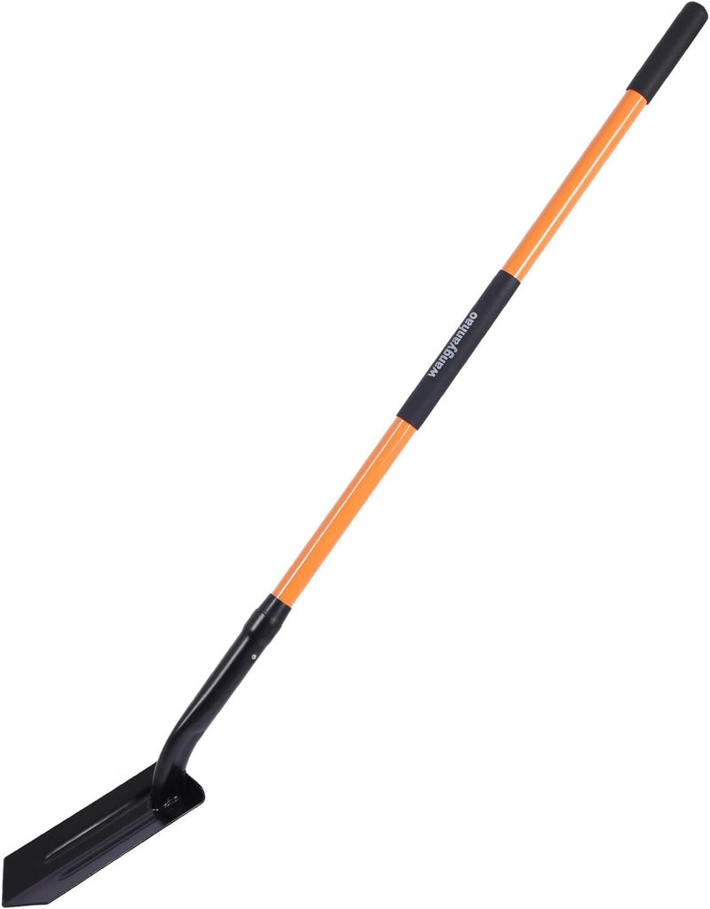 wangyanhao Professional Garden Shovel with Long Orange Handle, Heavy Duty Steel Blade, Ergonomic Design for Digging and Trenching - Image 1